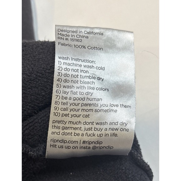 Ripndip Embroidered Graphic Print Dragon Washed Black Hoodie Mens Size Large - Picture 9 of 9